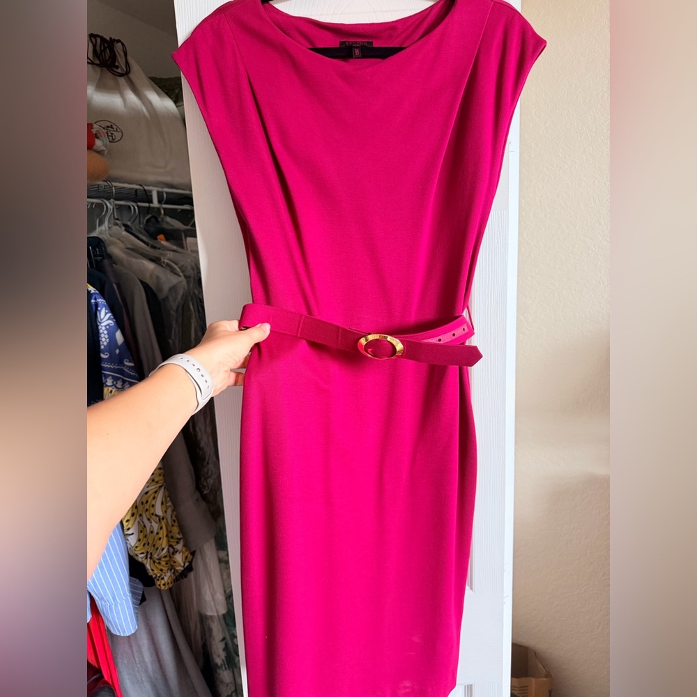 Escada Fuchsia Belted Midi Dress
